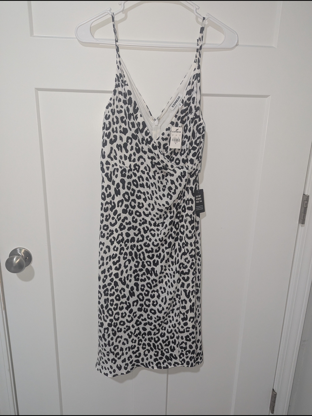 Express Black and White Leopard Print Slip Dress